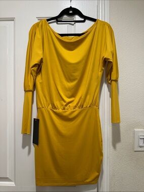 bobeau Mustard Yellow Long-Sleeve Sheath Dress
